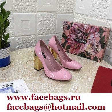 Dolce & Gabbana Heel 10.5cm Patent Leather Pumps Pink with DG Karol Heel 2021 - Click Image to Close